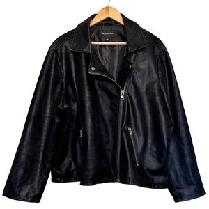 Silver Jeans Co Black Faux Moto Jacket Womens Size 2X